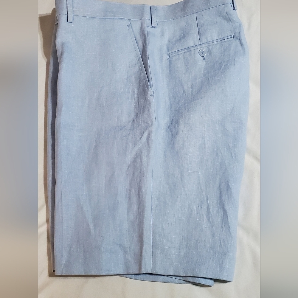 100% Linen Men's Light Blue Stylish Summer Shorts Lined. Sz 38